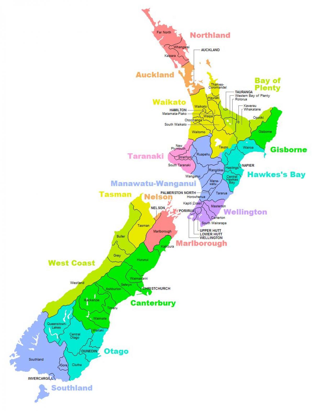 Новая Зеландыя раён на карце